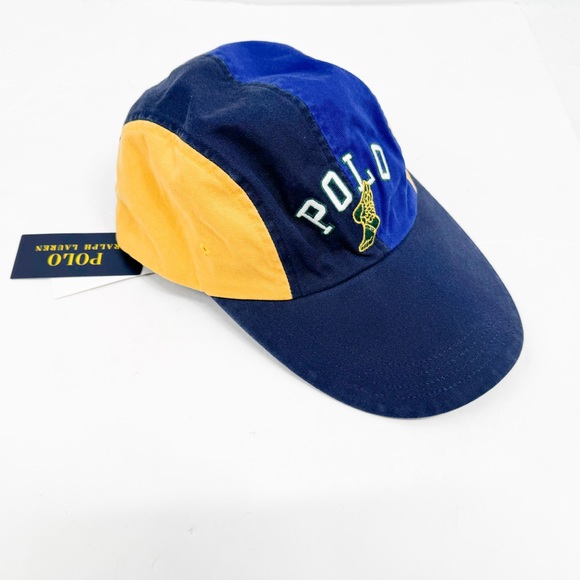 Polo Ralph Lauren Long Bill Blue Yellow Wing Twill Ball Cap Hat - Picture 3 of 16
